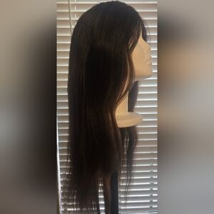 KLAIYI Drawstring Wig Glueless Brown w Highlights 20" Preowned EUC
